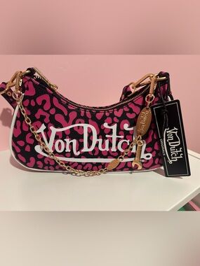 NWT Von Dutch Hot Pink Leopard Shoulder Bag🐆💖✨